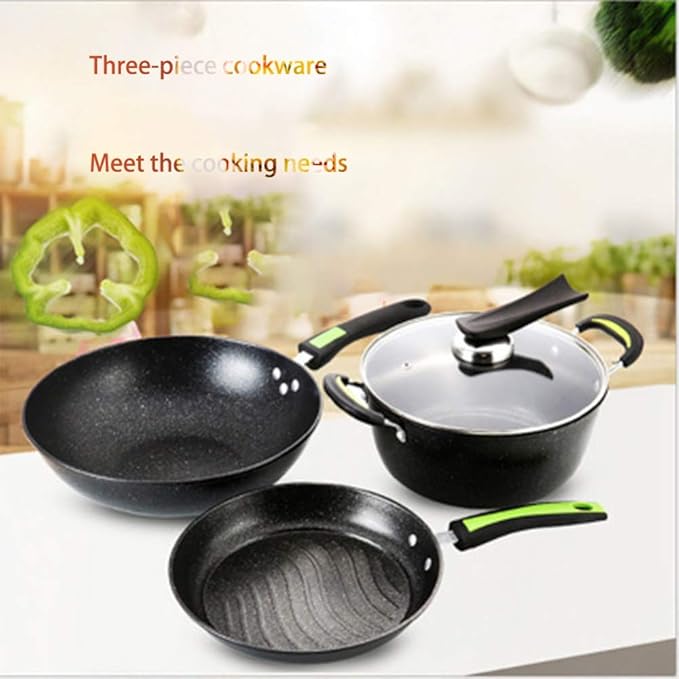 Cookware SetProfessional - 3Pc Saucepan Setwith Tempered Glass Cover Non-Scalding HandleSuitable for A Variety of Heat Sources Including Induction Cookers.