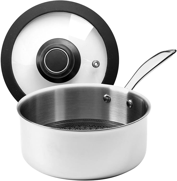 Black Cube CeramicQR Cookware - Made in France 7-Piece Quick Release Nonstick Set for Induction Cooktops - 11-Inch Fry Pan Sauté Pan &amp Stockpot 8-Inch Saucepan with Lids - Ceramic Cookware Set