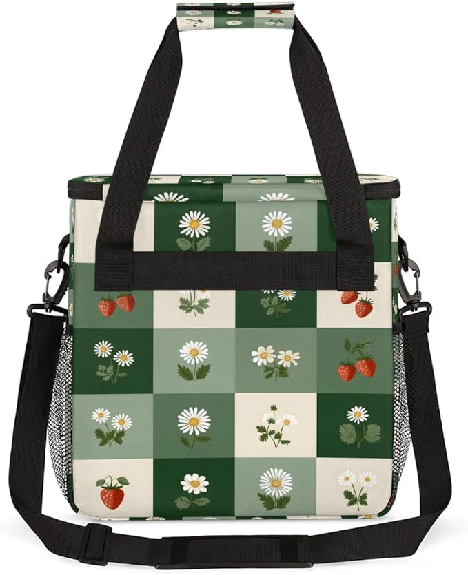 cfpolar Daisy Strawberry Coffee Maker Carrying Bag Coffee Machine Travel Storage Bag Compatible with K-Mini or K-Mini Plus Portable Single Serve Coffees Brewer Case with Pockets for K-Cup Pods