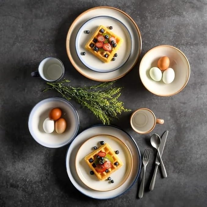 Family Hotel Tableware Stoneware Dinnerware Set Service for Four (16pcs) Dishes and Plates Sets