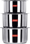 Sumeet Stainless Steel Tope Set 4 5 6 L 3 Piece (Steel)