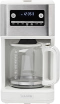 HADEN Generous Brew 14 Cup Coffee Maker with 120 Minute Keep Warm Delay Brew Adjustable Strength Programmable Clock and Anti Drip Ivory/Chrome