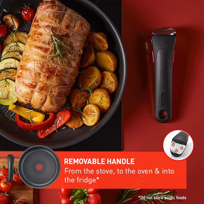 Tefal Ingenio Easy ON 7 piece Non-Stick Saucepan Set 16&amp18&amp20 cm Saucepans 16&amp18&amp20 cm Glass Lids Bakelite Removable Handle Easy Cleaning Heat Indicator Black L1599602