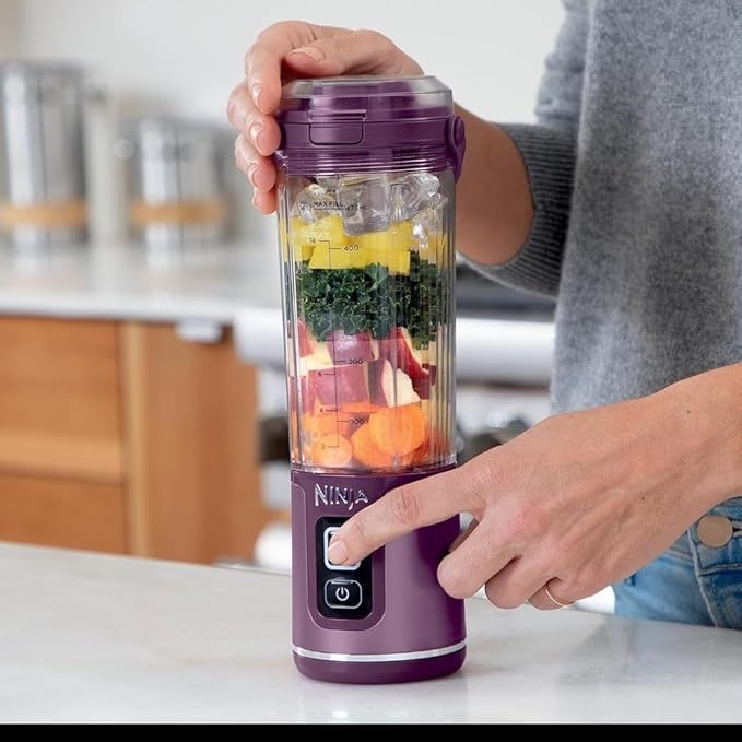 Ninja BC151PR Blast Portable Blender Cordless 18oz. Vessel Personal Blender-for Shakes &amp Smoothies BPA Free Leakproof-Lid &amp Sip Spout (Renewed)
