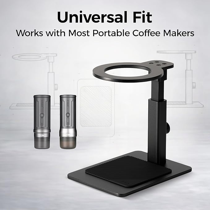 IKAPE Adjustable Portable Coffee Maker Stand Aluminum Alloy Universal Coffee Machine Holder with Anti-Slip Base Height Adjustable 13–19.5cm for Home Office &amp Camping