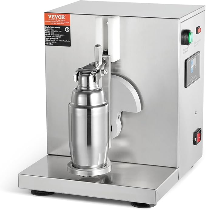 VEVOR Milk Tea Shaker Electric Milk Tea Maker Machine 0-180s Adjustable Milk Tea Shake Mixer Machine with 750ML Stainless Steels Cup for Bubble Tea Boba Tea Juice Coffee Milk Wine