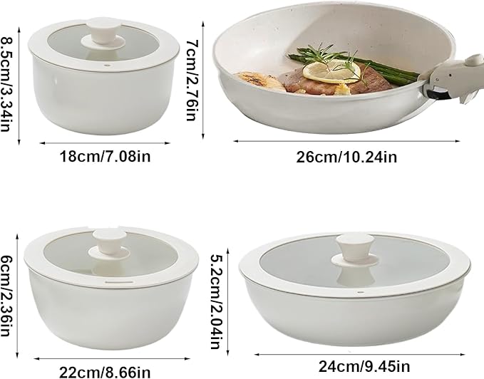 Ceramic Cookware Set – Pots And Pans For Kitchen Oven Induction Safe Non-Stick Durable Cookware Portable Cooking Utensils | Ideal Home Apartment Picnic Outdoor Cooking Meal Prep Camping
