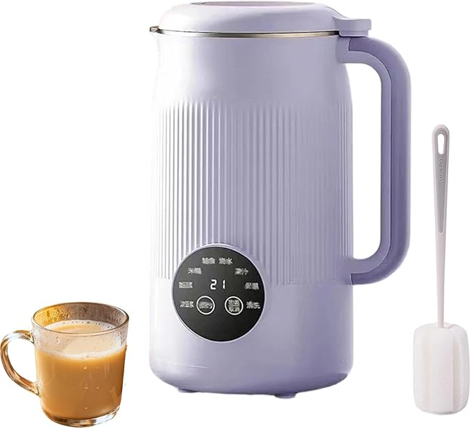 The 8-In-1 Multifunction Nut Milk &amp Juice Maker 8-In-1 Nut Milk Maker Machine Automatic Plant-Based Milks Blender with Delay Start Keep Warm Self-Cleaning (Purple)