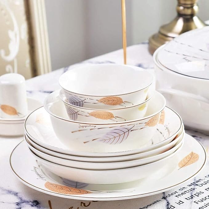 60-Piece Porcelain Dinnerware Sets Luxurious Plate And Bowl Sets For 10/12 Ceramic Dish Set Include Pot/Plates/Bowl/Spoons Dinner Plates Set