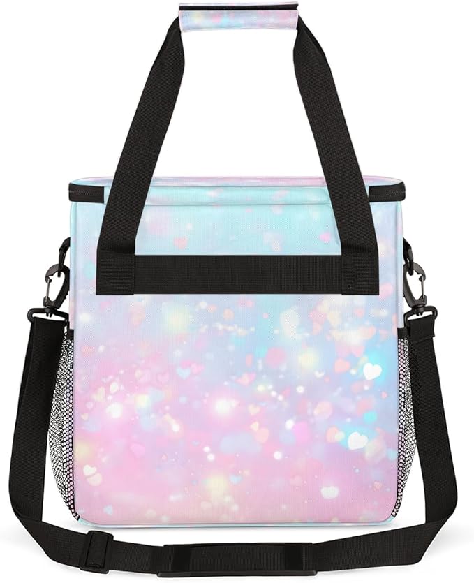Glitter Coffee Maker Carrying Bag Pink Sequin Portable Travel Storage Tote Bag Compatible with K-Mini or K-Mini Plus Single Serve Coffee Brewer Carrying Case with Multiple Pockets &amp Shoulder Str