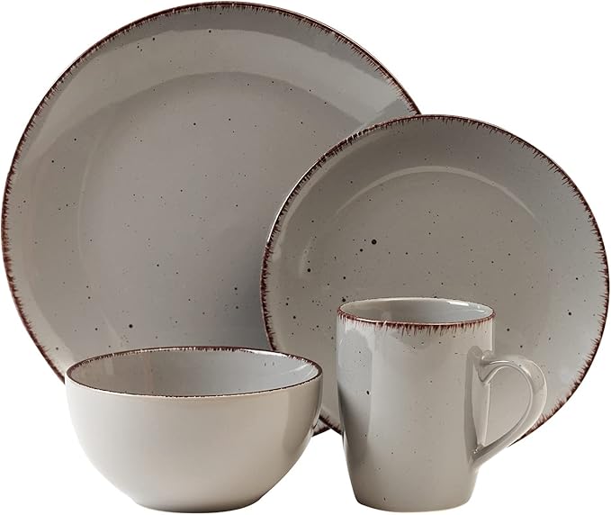 Safdie &amp Co. Utopia 16 Piece Dinnerware Set Service for 4 Fiesta Dinnerware home trends and home food network essentials Stoneware dinner plates Grey 16 L x 12 W x 15 H