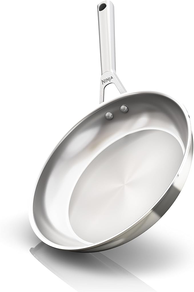 Ninja EverClad Commercial-Grade Stainless Steel 10.25 Fry Pan Tri-Ply Pans Oven Safe to 600°F All Stovetops &amp Induction Compatible Stainless C90026