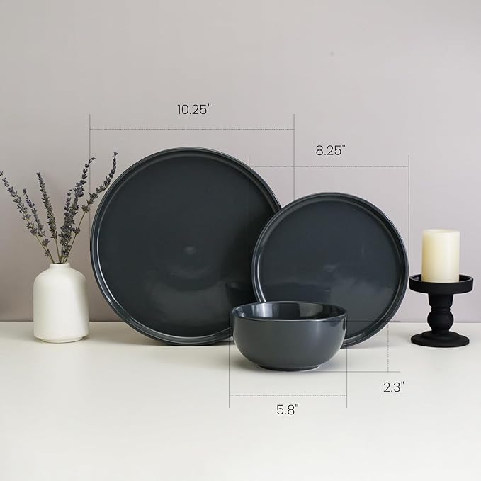 Kitchen Plates and Bowls Set Dinner Set for 4 Handpainted Dinner ware Sets Microwave Safe Plates and Bowls Sets Stone Plate Scratch Resistant (Laguna Dawn)