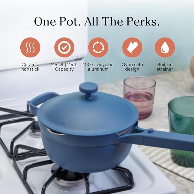 Our Place Mini Always Pan &amp Mini Perfect Pot Bundle | Multi-Functional Cookware Set Replaces 18 Pieces | Blue Salt