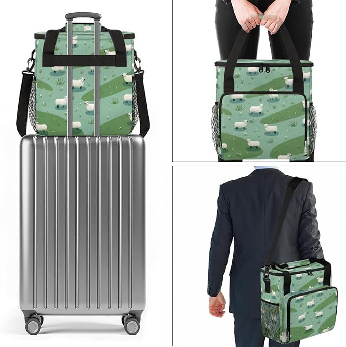 Cute Sheep Coffee Maker Carrying Bag Steppe Grass Travel Storage Bag Compatible with K-Mini or K-Mini Plus Single Serve Coffee Brewer Carrying Case with Multiple Pockets &amp Shoulder Strap