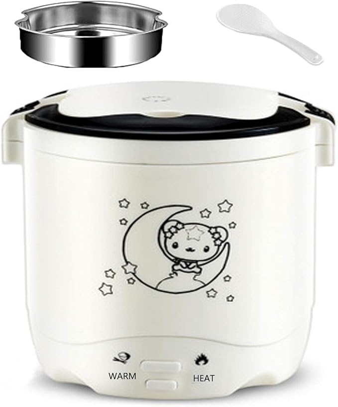 Rice Cooker Mini with Steamer Slow Cooker and Food Steamer Non-Stick Inner Pot Keep Warm Functionality 1.2L UpgradeWhite