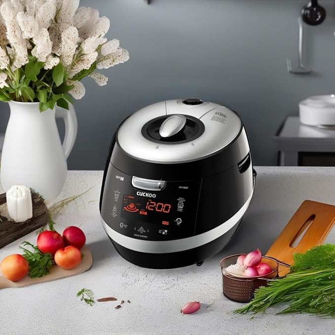 CUCKOO CRP-HY1083F | 10-Cup (Uncooked) Induction Heating Pressure Rice Cooker | 13 Menu Options Auto-Clean Voice Navigation Stainless Steel Inner Pot Made in Korea | Black