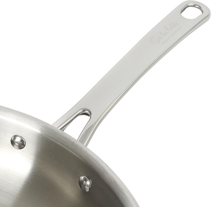 Sur La Table Kitchen Essentials Chef's Deck 11-Inch Large Stainless Steel Frying Pan – Induction Ready Skillet with Tri-Ply Base Polished Finish &amp Hollow Stay-Cool Handle