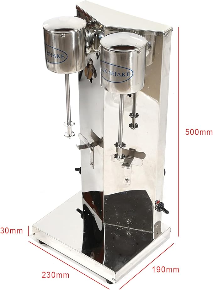 Milkshake Machine Double-Headed Milkshake Maker Machine with 2 Stainless Steel Cups &amp 2 Pc Cups Commercial Electric Drink Mixer Smoothie Ice Cream Mixer for Commercial/Home