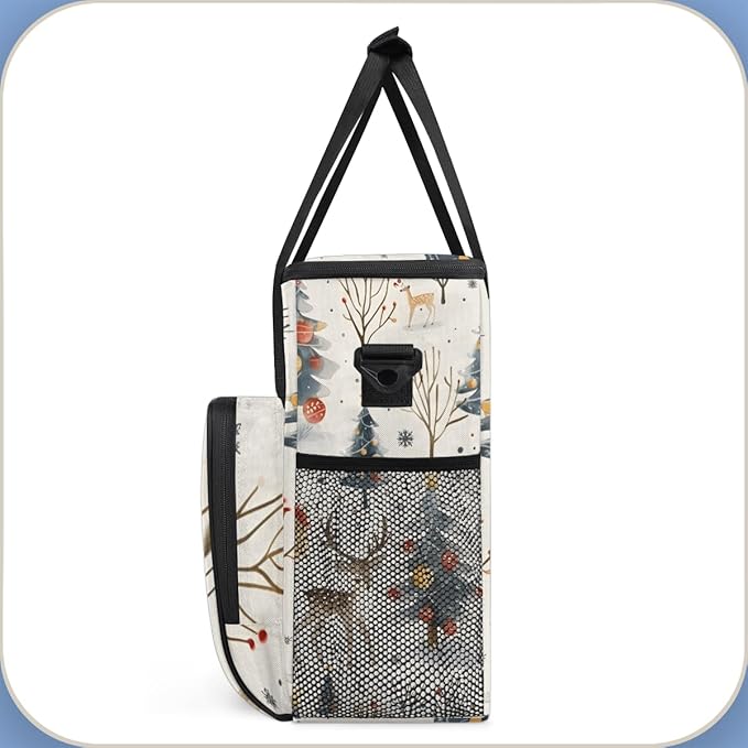 Christmas Festivals Coffee Maker Carrying Bag Oil Painting Tree Travel Storage Bag Compatible with K-Mini or K-Mini Plus Single Serve Coffee Brewer Carrying Case with Pockets &amp Shoulder Strap
