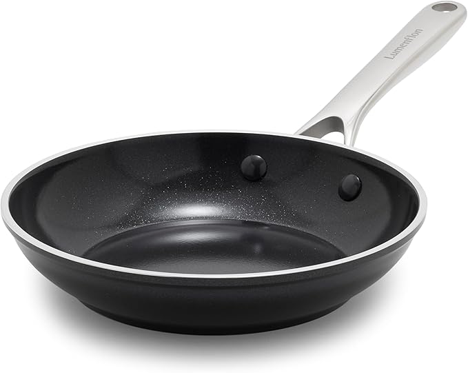 Orfeo 8” Nonstick Frying Pan Skillet Made in Italy Diamond Ceramic PFAS-Free Cookware Induction Ready Scratch Resistant Laser-Fused Surface for Durability Dishwasher Safe Black