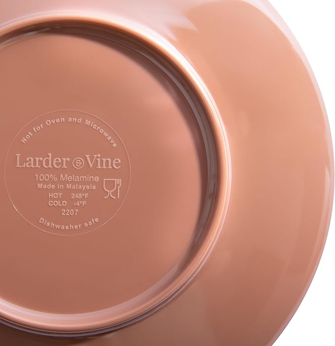 Larder &amp Vine 12-Piece Melamine Dinnerware Set: Durable Lightweight Break-Resistant Plates &amp Bowls – Stylish Non-Toxic Dishwasher Safe – Ideal for Everyday Use Indoor &amp Outdoor Dining