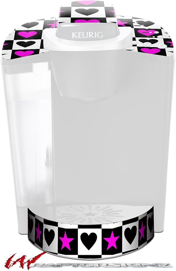 Decal Style Vinyl Skin compatible with Keurig K40 Elite Coffee Makers Hearts And Stars Pink (COFFEE MAKER NOT INCLUDED)