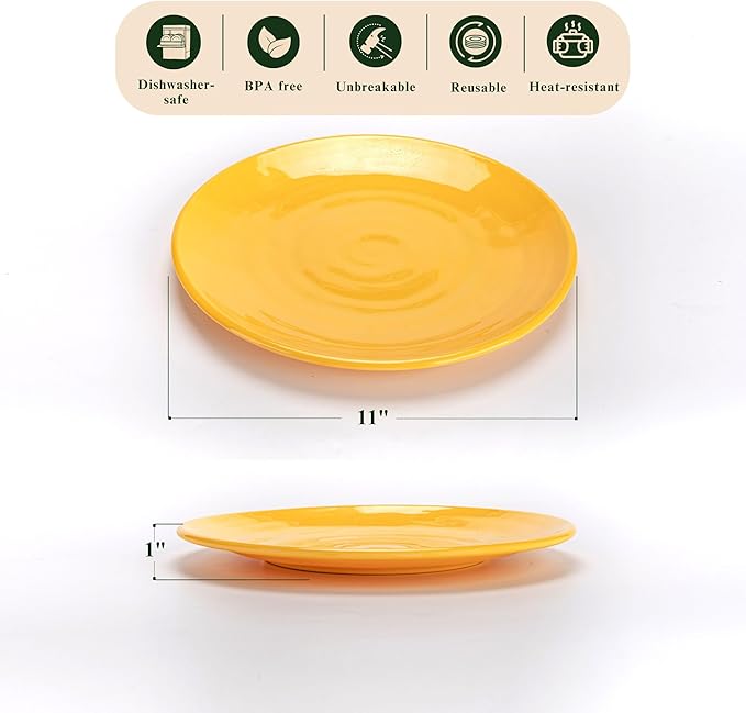 Multicolor Melamine Dinnerware Bundle - Divided Sets: 6 x 11-inch Plates 6 x 7-inch Bowls 6 x 8-inch Bowls