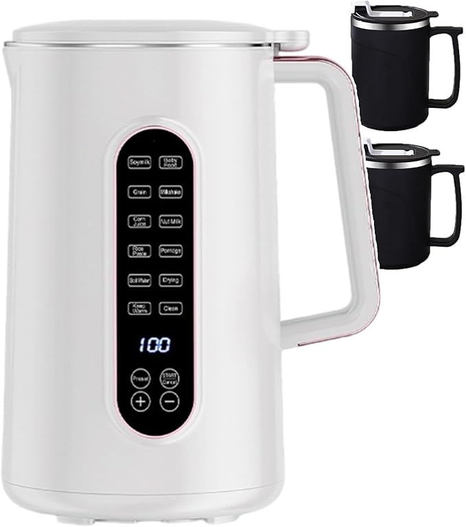 Electric Soy Milk Maker with 2 Tea Cups(500ml) Soybean Oatmeal Maker Machine Tea Milk Machine Blender For Drinks Afternoon Tea Porridge Rice Paste 12 Hours Booking