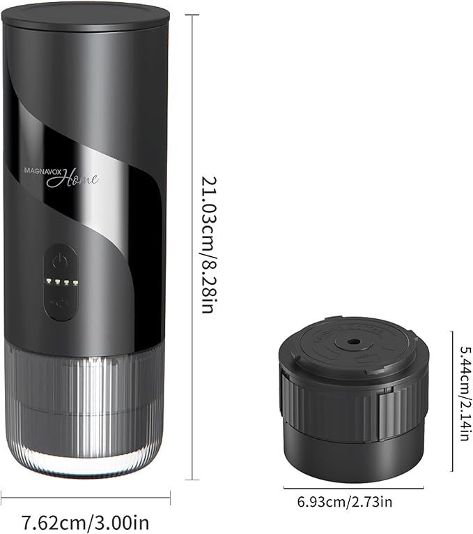 Magnavox HOME Portable Espresso Coffee Maker (Grounds or Pods) with Fast Brew Technology &amp Single Touch Control Ideal for Offices or Travel