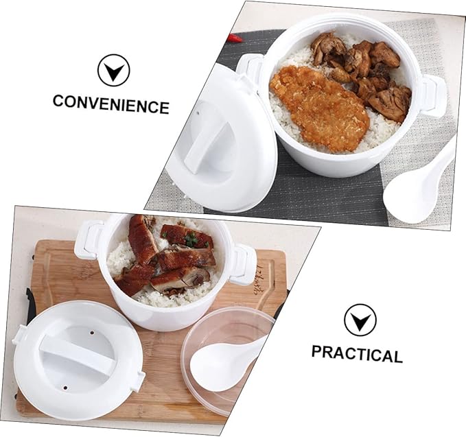 Garneck 2pcs Insulated Rice Cooker Sticky Rice Steamer Microwave Cooker Large Capacity Portable Home Office Supply