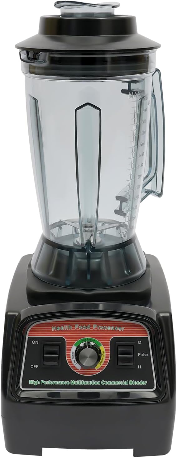 2800W Professional Commercial Blender with 2 In 1 Blades High Performance Ice Crusher Blender 3.9L /1.03Gal Capacity 57000RPM Speeds 3.3-Peak HP Self-Cleaning Black