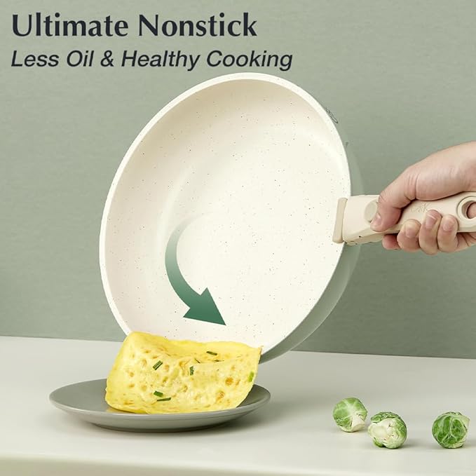 KOCH SYSTEME CS 17 PCS Pots and Pans Set Nonstick Cookware Set Detachable Handle Induction Kitchen Cookware Sets Non Stick with Removable Handle RV cookware set Green