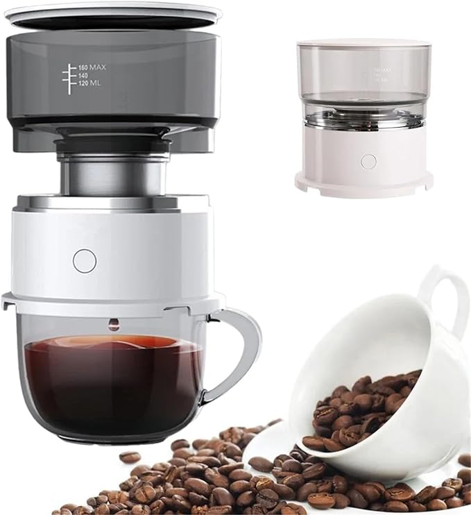 Electric Coffee Maker Portable Mini Coffee Machine 304 Stainless Steel Hand Rushing Coffee Pot for Travel Car Home(Coffee Dripper)