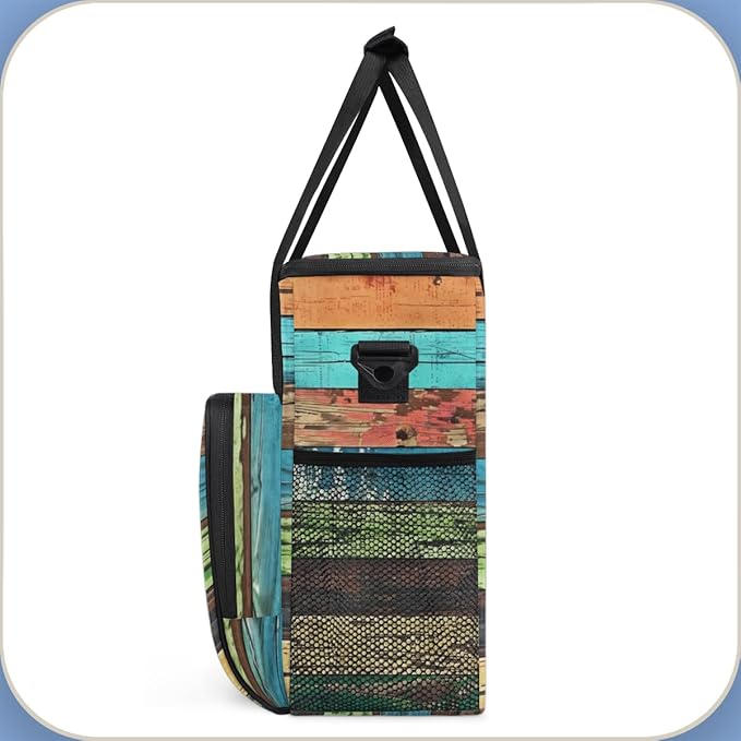 Retro Rustic Wooden Texture Coffee Maker Carrying Bag Travel Storage Bag Compatible with K-Mini or K-Mini Plus Single Serve Coffee Brewer Carrying Case with Multiple Pockets &amp Shoulder Strap