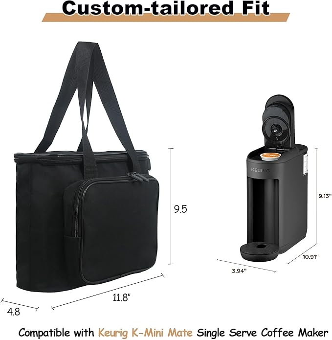 Carrying Bag for Keurig K-Mini Mate Single Serve Coffee Maker Portable Single Serve Coffee Maker Travel Carrying Case Thick Padded for Protection Storage Tote Bag for Coffee Machine