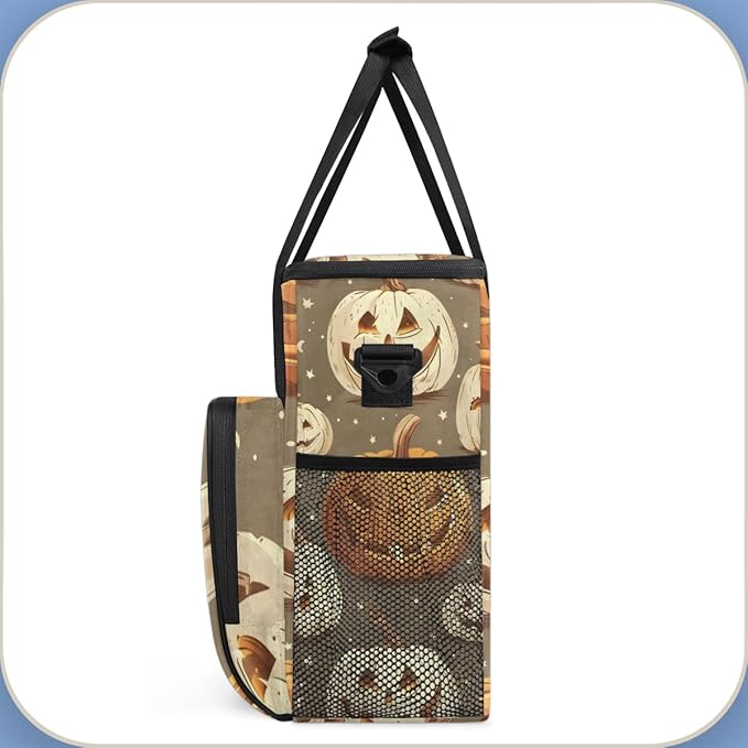Halloween Pumpkin Coffee Maker Carrying Bag Modern Pumpkin Travel Storage Bag Compatible with K-Mini or K-Mini Plus Single Serve Coffee Brewer Carrying Case with Multiple Pockets &amp Shoulder Stra