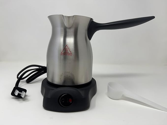 Golden Star Electric Coffee Maker – 6 Cup Stainless Steel Jazve with Cordless Heating Base – Armenian &amp Middle Eastern Coffee Pot 110–120V US Plug