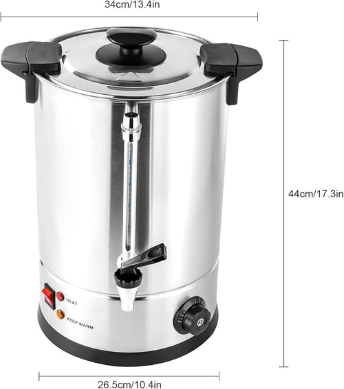 12L Commercial Coffee Maker Stainless Steel Electric Coffee Urns Coffee Percolator Electric Commercial Urn Drip Trays Hot Water Large Coffee Dispenser for Home Party
