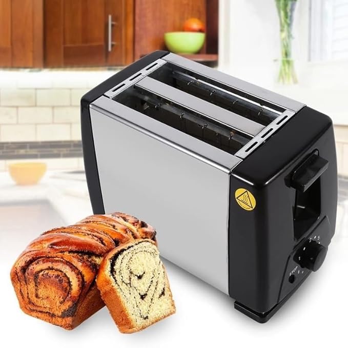 Bread Toaster Electric Compact Mini Toasters 2 Slice Automatic Toaster with 6 Browning Settings Extra Wide Slots For Bagels and Special Breads Easy-to-Clean 750W (Black)