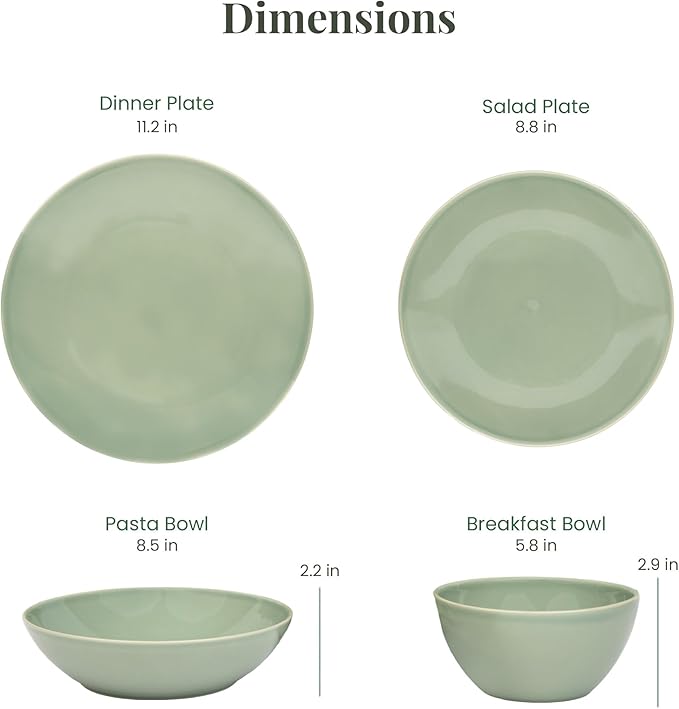 Larder &amp Vine Ceramic Stoneware Dinnerware 16-Piece Set 4 Place Settings (Sage)