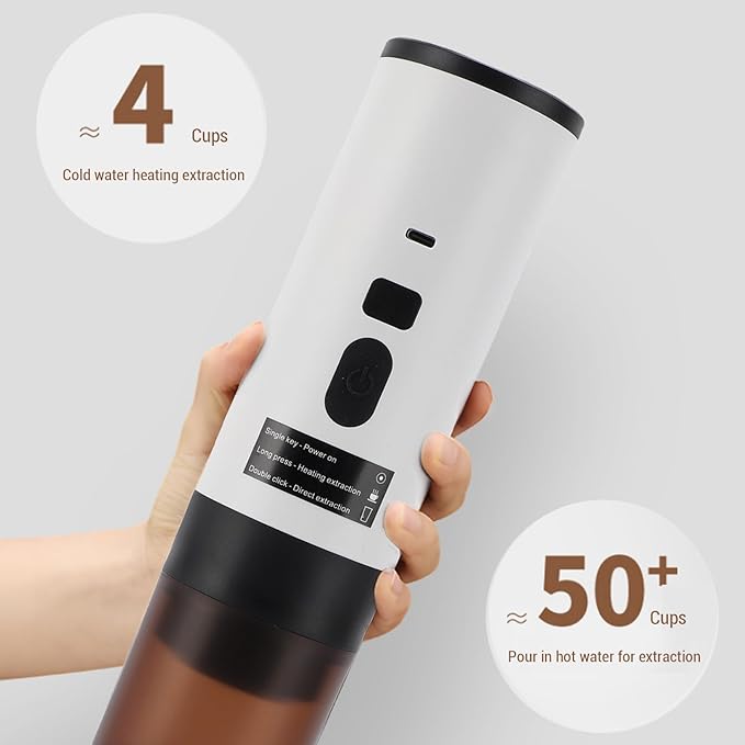 Portable Capsule Coffee Maker Travel Electric Coffee Machine 72W Automatic Cordless Heating for Home Car Camping