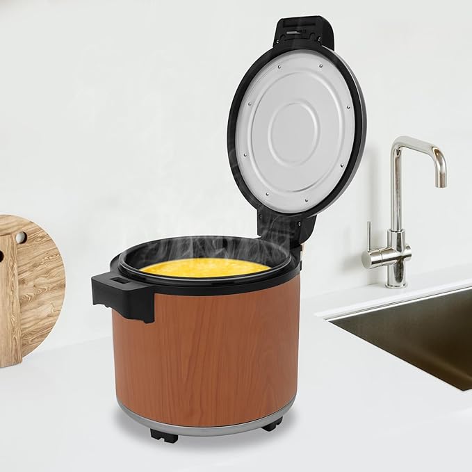 6 Gal Heavy Duty Rice Warmer 110V Electric Rice Warmer (Not Rice Cooker) with Rice Spoon Stainless Steel Food Warmer for Restaurant Party Family (Wood Type B)