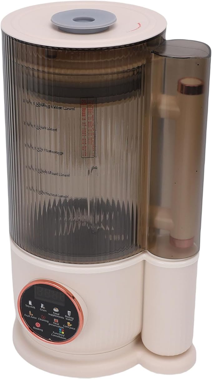 Electric Juicer Beige 1500ML Quiet Versatile Blender with 8 Preset Programs Heat Preservation Function Round Screen for Smoothie Soy Milk Hot Soup