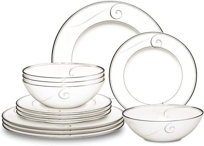 Noritake Platinum Wave 12-Piece Set in White Large