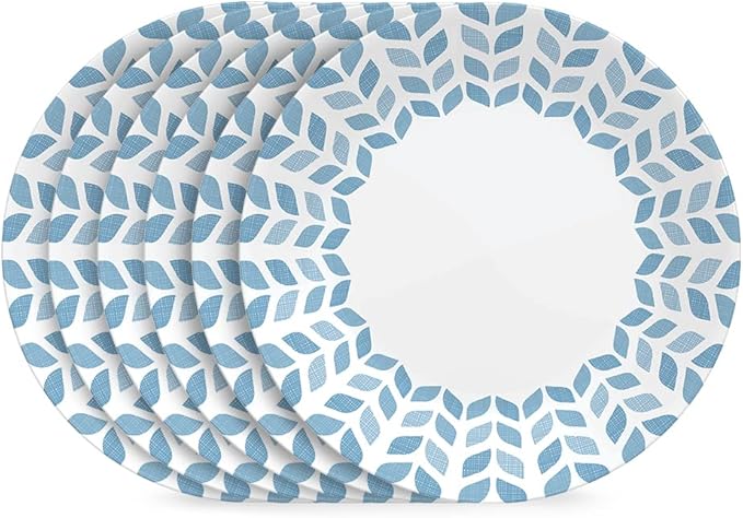 Corelle Global Collection Vitrelle 6-Piece Dinner Plate Set Triple Layer Recycled Glass Lightweight Eco-Friendly Round 10-1/4-Inch Plates Set Northern Pines