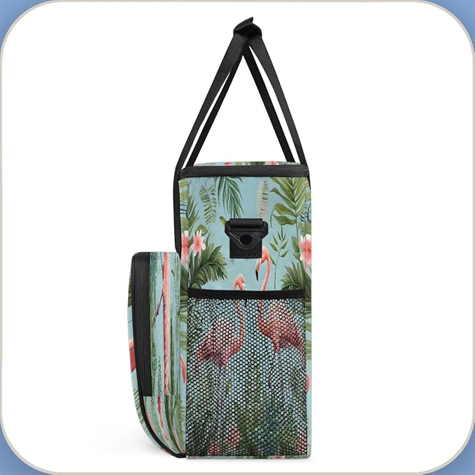 Flamingo Palm Leaf Coffee Maker Carrying Bag for Keurig K-Mini or K-Mini Plus Storage Portable Coffee Maker Travel Bag