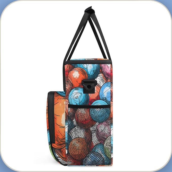 Abstract Ball Coffee Maker Carrying Bag Graffiti Sport Travel Storage Bag Compatible with K-Mini or K-Mini Plus Single Serve Coffee Brewer Carrying Case with Multiple Pockets &amp Shoulder Strap
