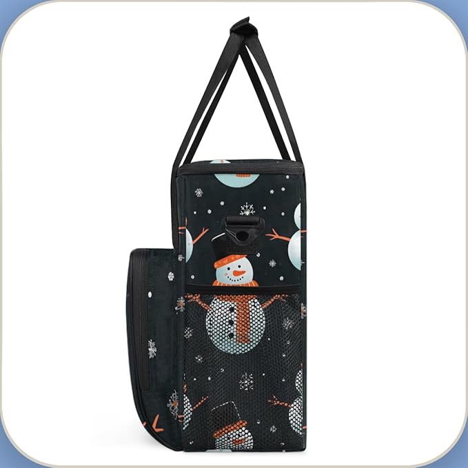 Xmas Snowman Coffee Maker Carrying Bag Modern Snowman Travel Storage Bag Compatible with K-Mini or K-Mini Plus Single Serve Coffee Brewer Carrying Case with Multiple Pockets &amp Shoulder Strap