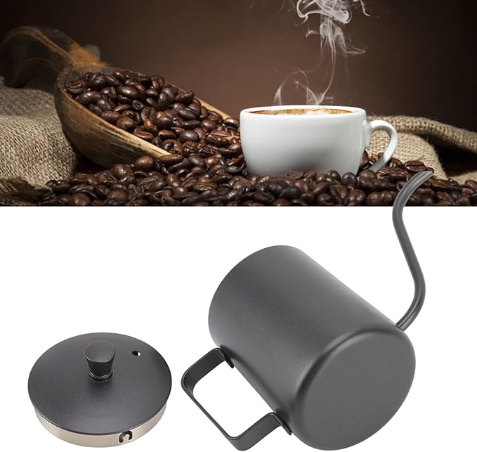 Pour Over Coffee Kettle Mini Kettle Spout Coffee Pots Drip Coffee Maker Kettle Long Narrow Stainless Steel Pour Over Kettle(350ml PTFE Black)